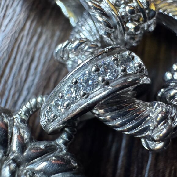 JUDITH RIPKA STERLING SILVER BRACELET w CITRINE HEART ENHANCER CHARM 7.5" Estate - Picture 10 of 16